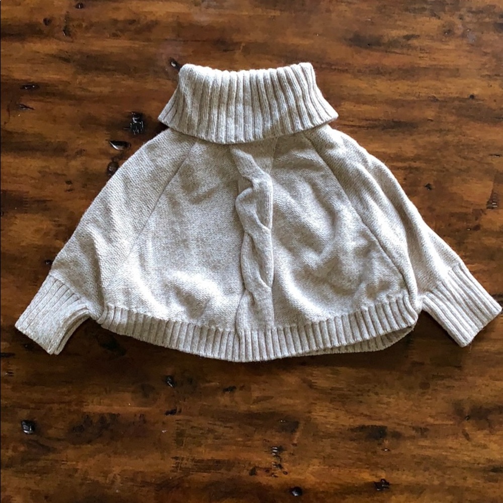 Crazy 8 Knitted Taupe Girl’s Turtleneck Poncho